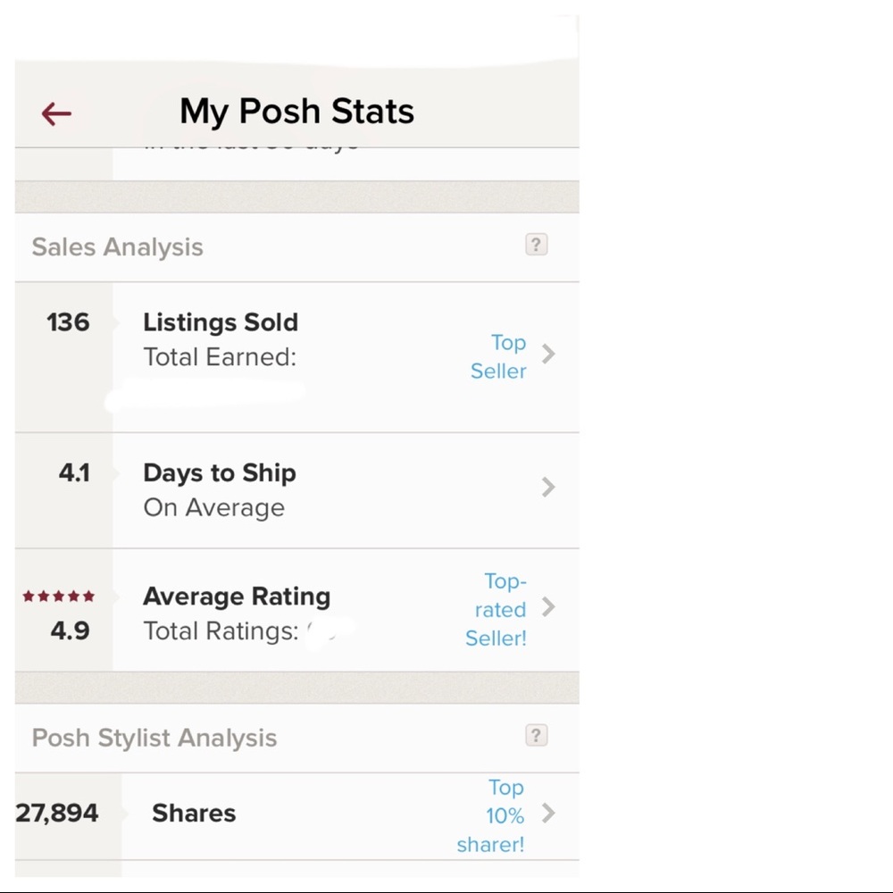 POSH STATS TOP 10% SELLER